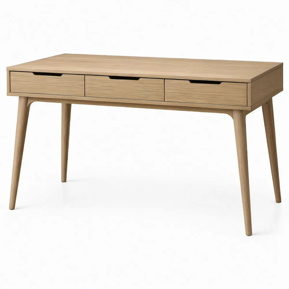 Bureau met 3 lades, 140 x 60 x 75 cm, naturel eiken