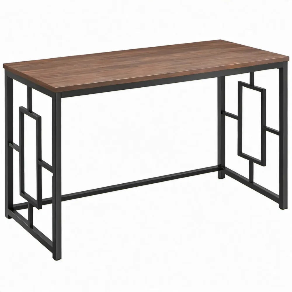 Bureau 120 x 60 x 75 cm met bruin MDF-blad en zwart stalen frame