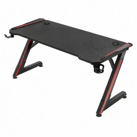 Gamingbureau 120 x 60 x 75 cm met carbonlook, zwart/rood