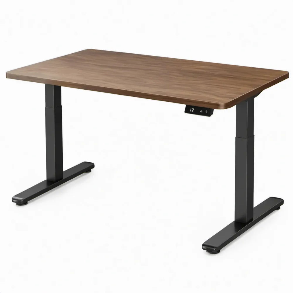 Elektrisch verstelbaar zit-sta bureau 120 x 60 cm walnootbruin/zwart